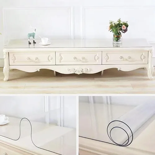 Miniatura 5 de Protector de mesa transparente de 0.079 pulgadas de grosor, paquete de 2 almohadillas de escritorio de PVC impermeables, 12 x 48 pulgadas, protector
