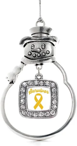 Miniatura 68 de Inspired Silver - Adorno de rodillo de reina - Adorno cuadrado de plata con muñeco de nieve con joyas de circonita cúbica