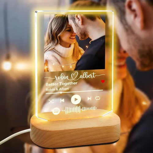 Miniatura 9 de Canción acrílica personalizada con foto, regalo personalizado para novio, novia, cubierta de álbum acrílico, placa de música transparente colorida