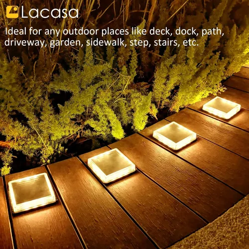 Miniatura 7 de Lacasa Luces solares de escalón, paquete de 4 luces LED solares de 50 lm, 3000 K, luz blanca cálida, luces solares para exteriores, IP68 impermeable