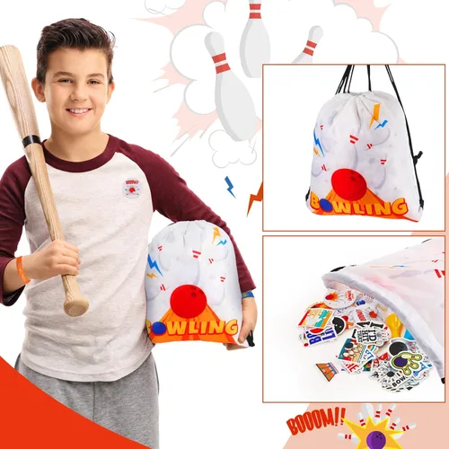 Miniatura 4 de Sweetude 140 piezas de recuerdos de fiesta de cumpleaños de bolos para niños, decoración de fiesta de bolos, bolsa de llavero, bolígrafo