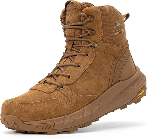 Miniatura 15 de NORTIV 8 Botas tácticas militares para hombre, ligeras y cómodas, con cremallera lateral para todo el día, botas de trabajo, para motocicleta, botas