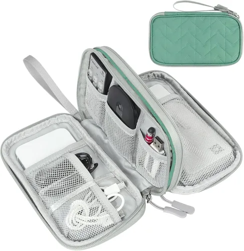Miniatura 39 de FYY Organizador electrónico, organizador de cables de viaje, bolsa de transporte para accesorios electrónicos, portátil, impermeable, doble capa
