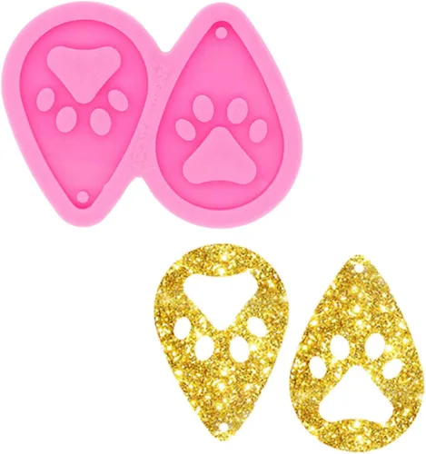 Angel Wings Moldes de resina de silicona con forma de gota de agua con pata de oso hueca, moldes de resina epoxi para aretes, joyería de resina para