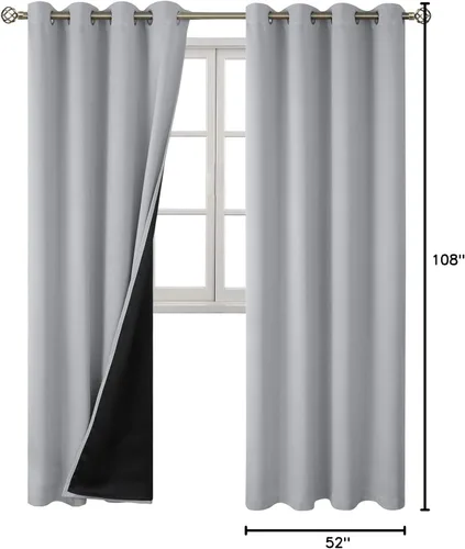 Miniatura 9 de BGment - Cortinas con aislamiento térmico para habitación, 100 % opacas, con forro negro, cortina de doble capa con ojales, reduce el ruido
