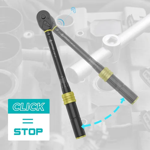Miniatura 4 de ANPUDS Llave dinamométrica de clic de 3/8 de pulgada, 5-45 pies-libras/6.8-61 Nm, de doble dirección, aluminio ligero, 72 dientes, llave