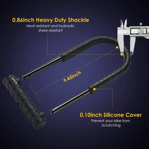 Miniatura 2 de Candado de bicicleta resistente antirrobo, cerradura en U para bicicleta con llave con cable de seguridad de 4 pies y soporte de montaje