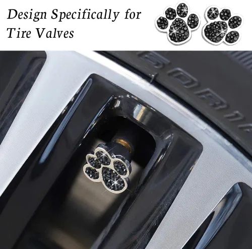Miniatura 3 de SAVORI Tapas de vástago de válvula de pata, accesorios de automóvil, brillantes hechos a mano con diamantes de imitación de cristal, tapones