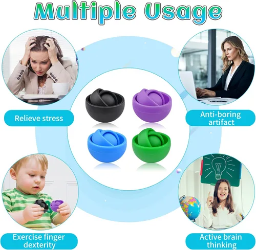 Miniatura 4 de Juguete antiestrés para adultos, 4 piezas de fidget spinner para adolescentes, ideas de regalo para niños de 8 a 12 años, juguete para aliviar