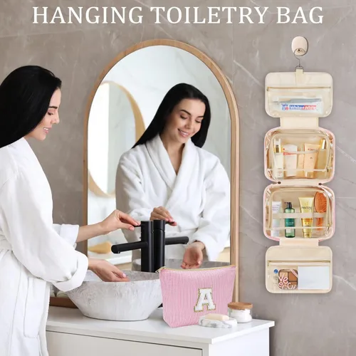 Miniatura 3 de YOOLIFE Regalos de cumpleaños para mujeres adolescentes, neceser colgante con inicial para mujeres, adolescentes y niñas, bolsa de aseo de viaje