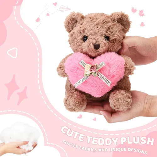 Miniatura 5 de Lindo oso de peluche con corazón rosa para niños, suave oso de peluche para el día de San Valentín, para novias, niños o mamá