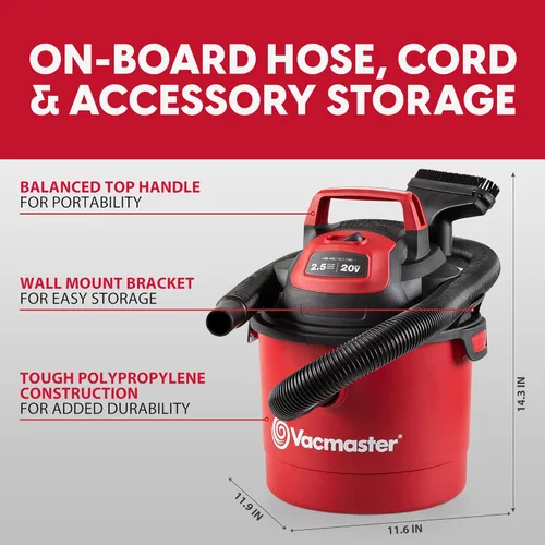 Miniatura 7 de Vacmaster Aspiradora inalámbrica húmeda/seca de 2.5 galones de 20 V - DVOM202P 1101