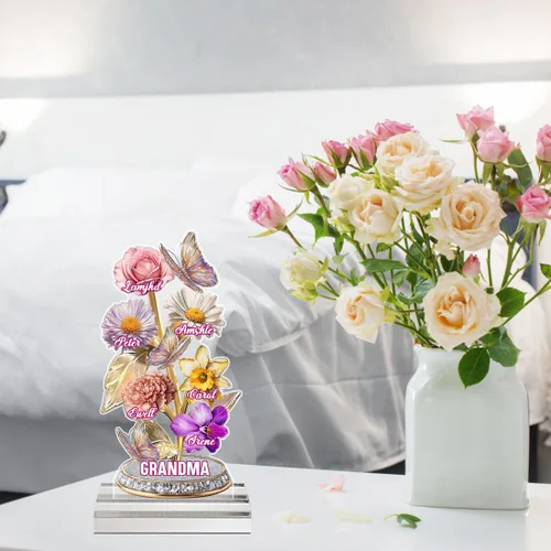 Miniatura 4 de Placa acrílica personalizada de narcisos con nombre del niño, cada rosa sostiene una pieza de tu corazón, letrero de mariposas y flores, placa plana
