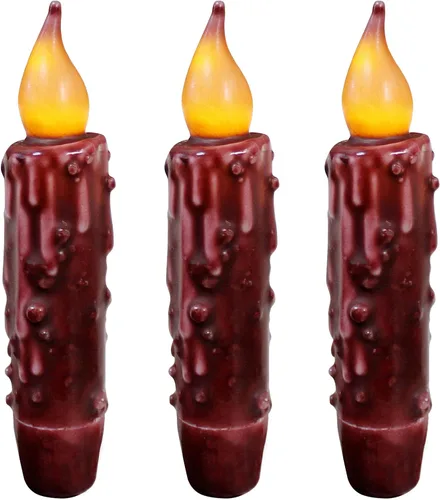 Miniatura 24 de CVHOMEDECO. Velas de cera real sumergidas a mano con temporizador LED con pilas, velas cónicas sin llama primitivas del país, 4-3/4 pulgadas, negro