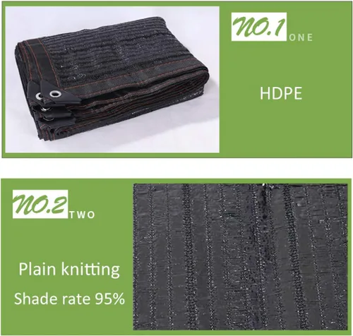 Miniatura 6 de Tela de malla con cifrado de aguja plana negra, 95 % resistente a los rayos UV, anti-envejecimiento, red de sombra con ojales, para jardín, balcón