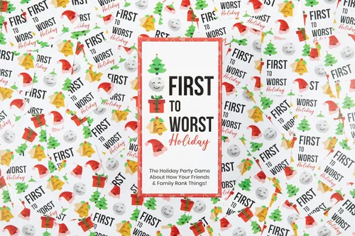 Miniatura 6 de FIRST TO WORST Juego de Fiesta Edición Navideña - Un Juego de Cartas Festivo Sobre Cómo Tus Amigos y Familia Clasifican las Cosas - Perfecto