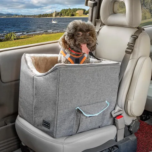 Miniatura 11 de Asiento elevador Petsfit para 2 perros pequeños o perro mediano de hasta 55 lbs, asiento grande de coche para perros con 2 bolsillos grandes