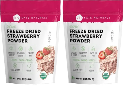 Miniatura 8 de Kate Naturals Polvo de fresa liofilizado orgánico para hornear y bebidas. Sabor natural de fresa para pasteles, glaseado y batidos