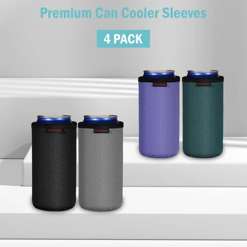 Miniatura 2 de Paquete de 4 Fundas Enfriadoras para Latas Delgadas de 12oz, Suaves Aisladas Reutilizables Antideslizantes de Neopreno Portavasos Cubiertas