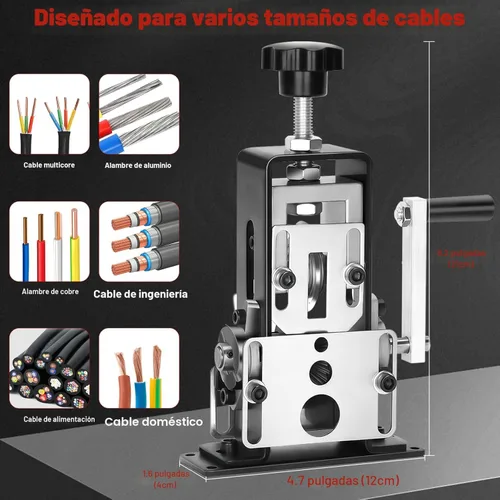 Miniatura 7 de Máquina peladora de alambre manual, alambre calibre 0.06-1'', pelacables de alambre de cobre para desguace con cuchillas de repuesto, herramienta