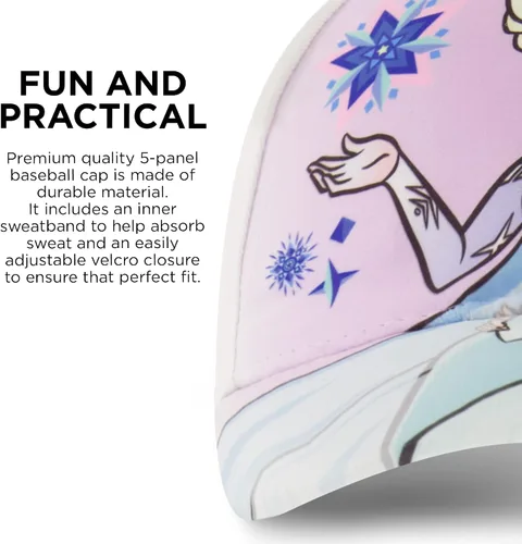 Miniatura 4 de Disney Gorra de béisbol, Frozen Elsa & Anna ajustable para niños de 4 a 7 años, Blanco