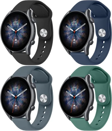 Miniatura 9 de Amzpas Correa de silicona para Amazfit GTR, 0.866 in, paquete de 4 pulseras de repuesto suaves de liberación rápida, correa deportiva para hombres