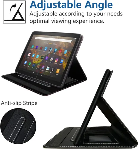 Miniatura 4 de Funda para tablet Kindle Fire HD 10/Fire HD 10 Plus (11ª generación, versión 2021), funda de piel sintética de alta calidad con ranura para tarjeta