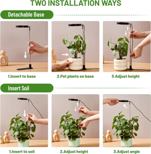Miniatura 4 de LBW Luz de cultivo para plantas de interior, luz de cultivo de plantas de halo de espectro completo con base, lámpara de cultivo de plantas