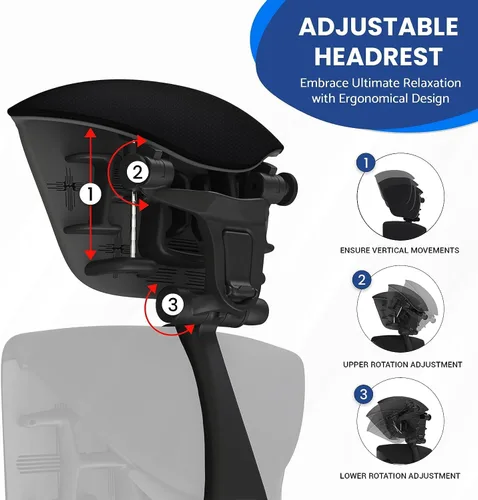 Miniatura 4 de Embody - Silla ergonómica de oficina con brazos totalmente ajustables con reposacabezas a juego (marco negro de equilibrio negro)