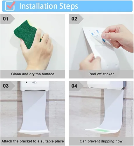Miniatura 5 de Cotn - Bandeja de goteo para dispensador de jabón ACotn para dispensador automático, montaje en pared y dispensador de desinfectante de manos, Blanco