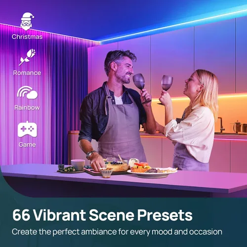Miniatura 5 de Linkind - Tira de luces LED RGB de 10 pies, tira de luz inteligente que funciona con Alexa y Google Home, luces LED de cambio de color segmentadas
