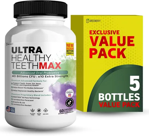 Suplemento probiótico Ultra Healthy Teeth Max, 40 mil millones de UFC, 60 cápsulas, fórmula avanzada de salud bucal (5)
