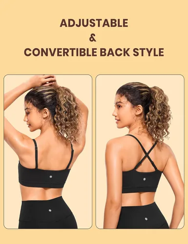 Miniatura 6 de CRZ YOGA Butterluxe - Brasier deportivo ajustable con tirantes delgados para mujer, con relleno, sin varillas, cuello cuadrado, para entrenamiento