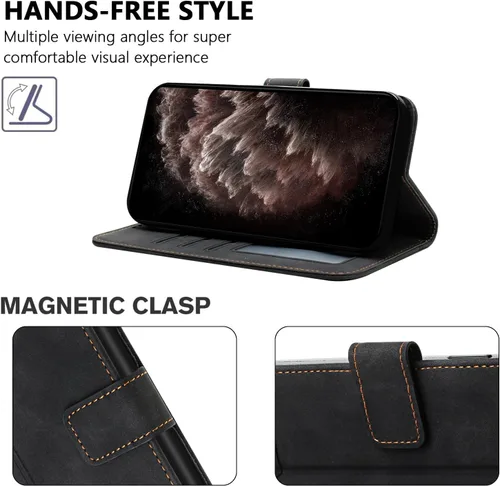 Miniatura 2 de Compatible with Motorola Moto E22/E22i, Leather Business Fashion Casual Phone Wallet Cover with Card Holder Slots Shockproof Kickstand Case-Black