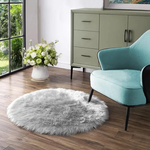 Miniatura 39 de Latepis - Tapete rectangular de piel sintética tipo lana de oveja suave, esponjosa y lavable para sala de estar, dormitorio, sala de juegos o Blanco