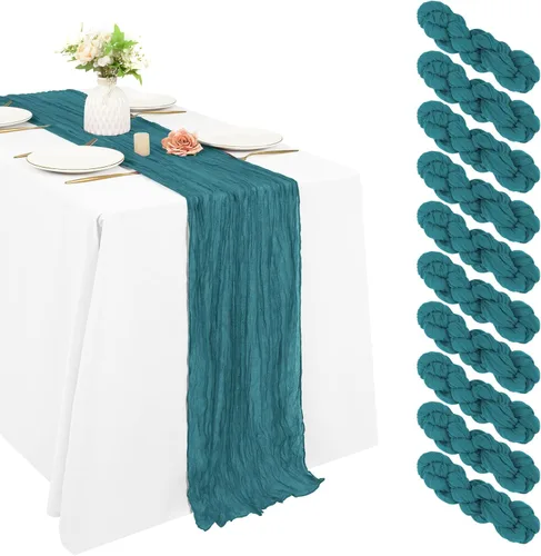 Miniatura 41 de 10 piezas de camino de mesa de estopilla en azul bebé 10 pies, camino de mesa de gasa para recepción de boda, despedida de soltera, fiesta