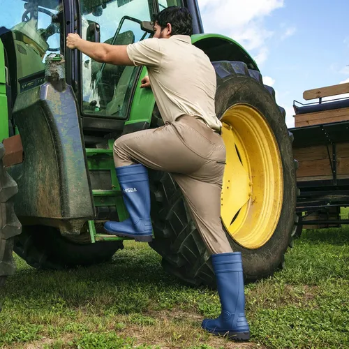 Miniatura 4 de HISEA Botas de lluvia para hombre con vástago de acero, botas de goma impermeables, botas de lluvia de PVC sin costuras, calzado de protección