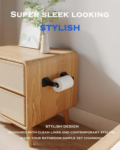 Miniatura 4 de Soporte de Papel Higiénico Negro Mate para Baño Soporte de Rollo de Tejido Pivotante de Doble Poste Montaje en Pared de Acero Inoxidable y Aleación
