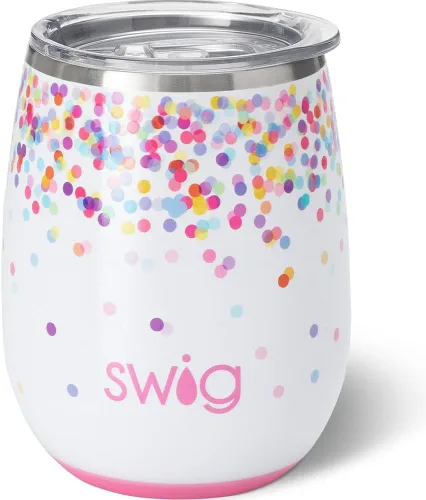 Miniatura 8 de Swig Vaso de vino aislado de 14 onzas con tapa, apto para lavavajillas, tazas de vino de acero inoxidable (negro)