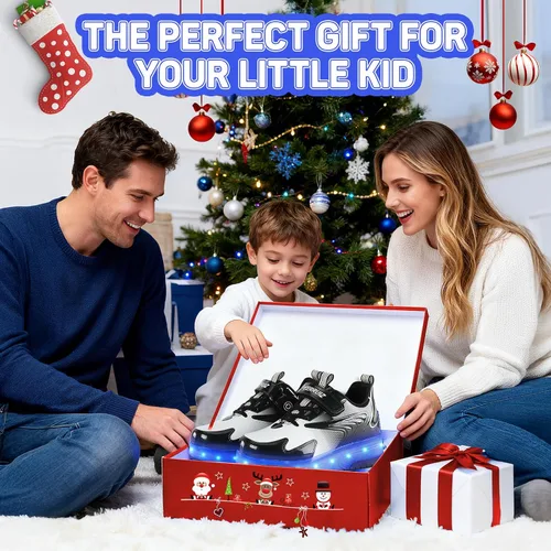 Miniatura 9 de Zapatos para niños con ruedas - 4 en 1 Zapatos con ruedas iluminados con luces LED recargables por USB para regalos de Navidad y escuela