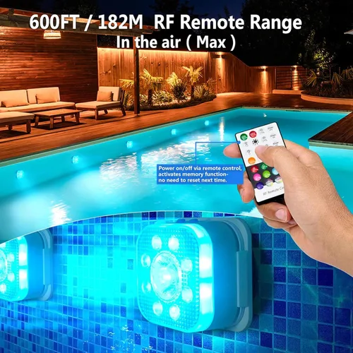Miniatura 3 de HL Luces de piscina con control remoto, luz LED sumergible con foco, luz flotante recargable RGB, lámpara subacuática impermeable para piscina sobre