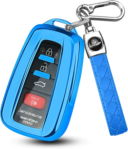 Miniatura 10 de MILD EAST - Funda para llavero de Toyota con llavero de cuero, estuche remoto envolvente de TPU premium compatible con Toyota Avalon Highlander