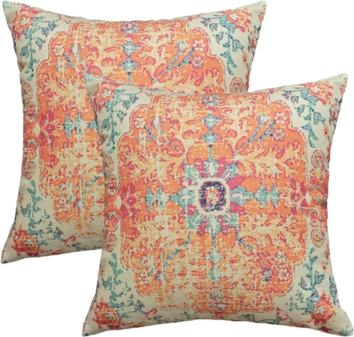 Miniatura 9 de JMGBird Almohadas exteriores de 18 x 18 pulgadas, almohada impermeable para exteriores Blanco con azul