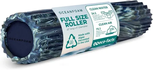 Miniatura 30 de Oceanfoam Tidal Roller - Azul Marino Oscuro - Rodillo de espuma para masaje muscular para dolor de espalda y estiramiento - Textura de onda ancha