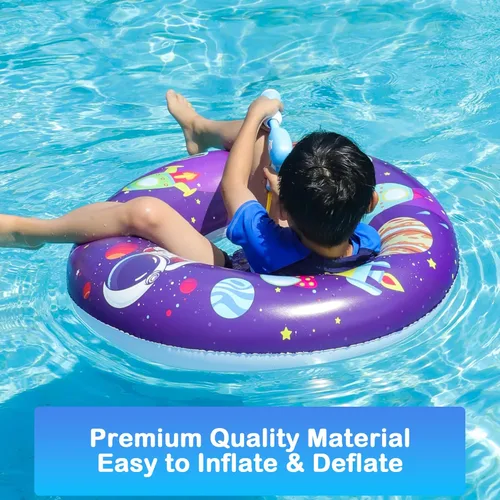 Miniatura 3 de FindUWill Flotadores de piscina con pistolas de agua para niños, tubos inflables de natación para piscina con pelota de playa, flotadores de piscina