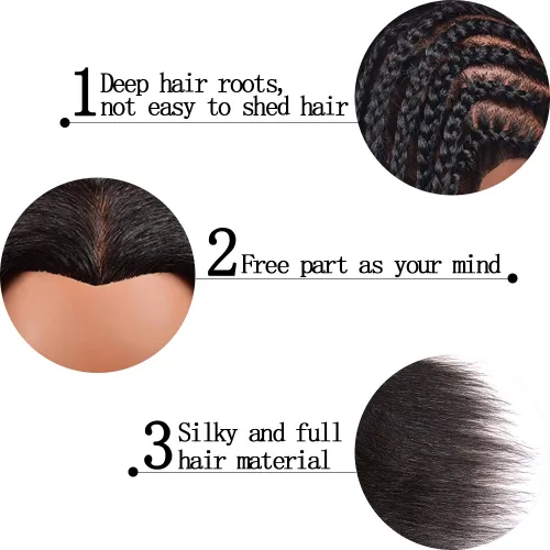 Miniatura 2 de Cabeza de maniquí de 100% cabello humano, cosmetología, pelo, africano, entrenamiento, peinado soplado, corte trenzado, para peluquería