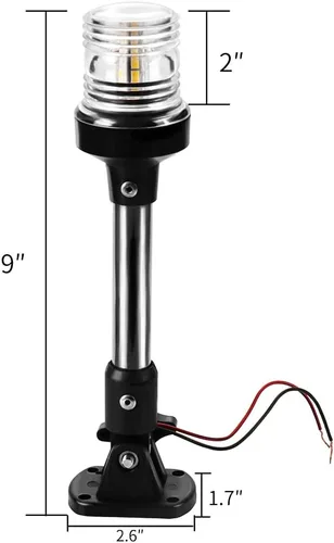Miniatura 2 de DDL - Luz de anclaje, luz LED blanca de popa para barco de 3 millas náuticas Bimini, luces superiores plegables para pontón todo redondo, 360 12 ~ 9