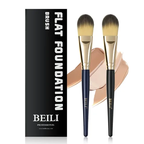 Miniatura 9 de BEILI Juego de brochas de base para líquido, crema y polvo, cepillo de maquillaje de cara plana para máscara y corrector, herramientas de mezcla
