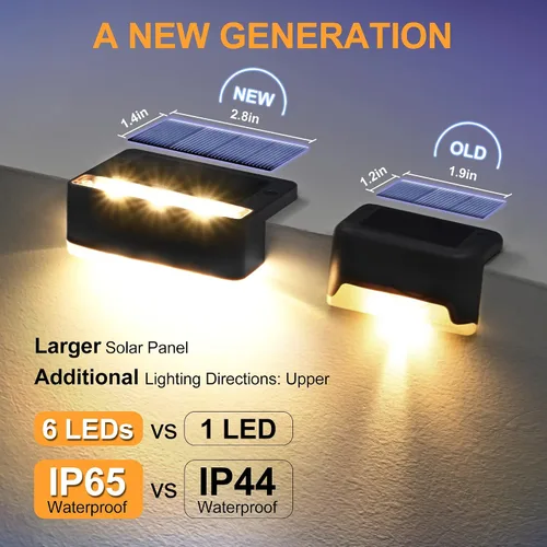 Miniatura 2 de SOLPEX Luces Solares para Cercas, 6 LEDs Luces Solares para Exteriores Impermeables Alimentadas por Energía Solar para Terraza, Escalera, Porche