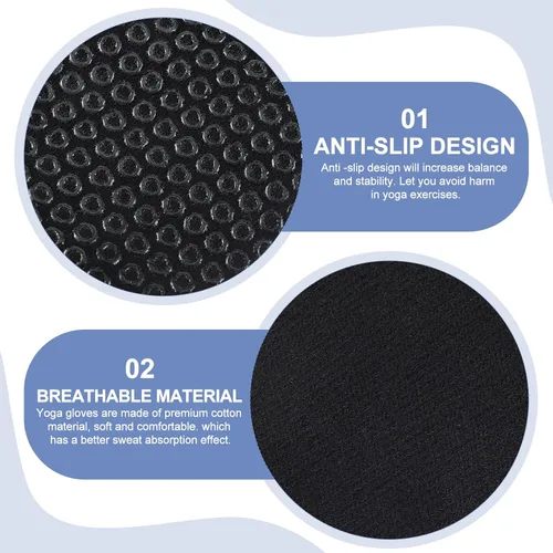 Miniatura 4 de Eurzom 2 pares de guantes de yoga antideslizantes para mujer, guantes de pilates sin dedos con agarres para yoga, fitness, entrenamiento, deportes